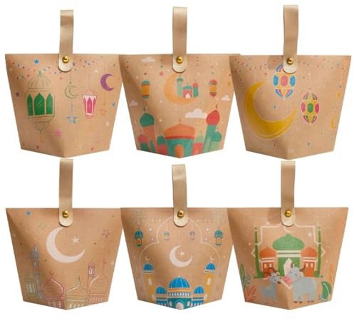 AWOGIPD 6 Geschenktüten zu Ostern, Bedruckte Ostertüten zum Befüllen, Osterhase Papiertüten Set für Osternest Dekoration und Geschenk Mitgebsel, zum Verpacken von Geschenken