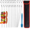 Hemasa Lot de 12 brochettes réutilisables en acier inoxydable pour barbecue, hot-dog, brochettes en fer pour camping, pique-nique, ustensiles de cuisine