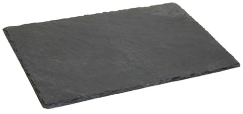 AC - Plato de Pizarra - Forma Rectangular - Platos Llanos de Piedra Natural para Servir Alimentos, quesos, Aperitivos - 40 x 20 cm