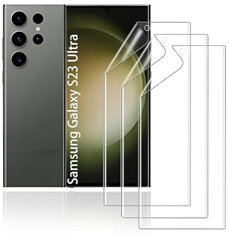 HonJenSeoa Pellicola Protettiva in Idrogel per Samsung Galaxy S23 Ultra, 3 Pezzi Trasparente Morbido TPU Protezioni per Lo Schermo, Anti graffio, HD, Supporto ID Impronte Digitali