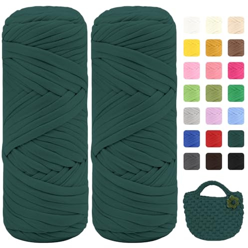Maxee 400g T-Shirt Garn – 2 er Pack (je 200g/75m), Weiches Beilaufgarn zum Häkeln & Stricken – Farbintensiv & pflegeleicht, Ideal für Häkeltaschen/Körbe/Teppiche DIY Projekte, Handarbeiten und Deko