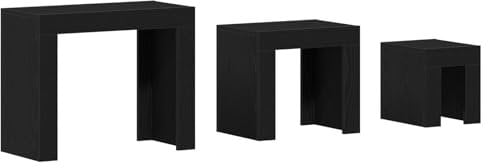 vidaXL Conjunto de Mesas Nido de Roble Negro Moderno de 3 Funcionales Apilables Rectangulares para Sala de Estar y Pasillo Ideal para Servicio de Café y Exhibición de Productos Muebles Que Ahorran Es