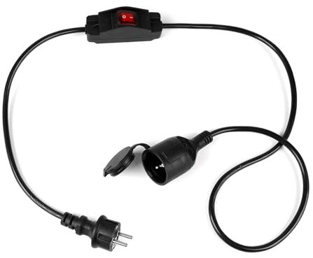 SWAWIS Verlängerungskabel mit Schalter 1.5m, 16A 250V Verlängerung Kurz Außen Wasserdicht, Outdoor Cable Extension Switch für Zuhause Büro Außen Innenbereich, IP44