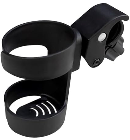 Porte-gobelet universel pour poussettes Nuna - Rotatif à 360° - Grand porte-gobelet pour poussette, vélo, fauteuil roulant, scooter - Vzw824 (noir, 15 x 10 cm)