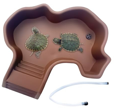 Piscina para Tortugas | Bañera para Reptiles con Rampa,Bañera de Remojo de Fácil Limpieza para Terrarios Jardines Balcón Salón