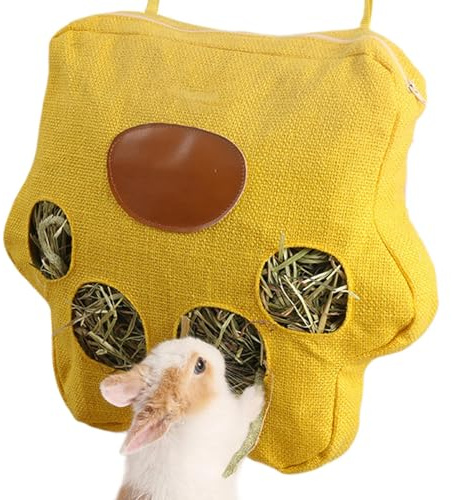 Djowyh Bolsa de heno de conejo | Bolsa de heno para colgar - Saco de alimentación para conejos Chinchillas Hamsters Animales Pequeños Jaula Establo Exterior Interior