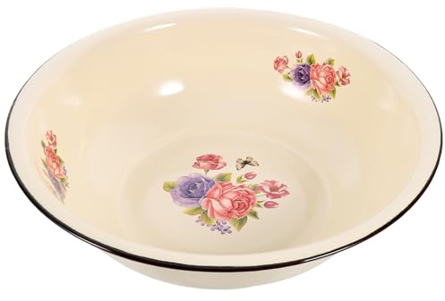 OUNONA Vintage Emaille Waschschüssel Dickwandiges Haushalts emaille mischbecken Multifunktional für Gesichtswäsche Teigzubereitung Obst Gemüsewaschen Robustes Küchengerät mit Retro stil