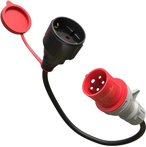 Poppstar 45cm CEE-Adapter IP44 als Elektoauto Zubehör (CEE: 16A, 5-pol/Schuko-Steckdose-Kupplung: Stecker Typ F), H07RN-F 3G2.5