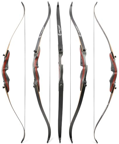 HNZMDY 62 Zoll Recurvebogen Set Takedown 20-50lbs, Traditioneller Holzbogen Jagdbogen für Erwachsene & Jugendliche, Bogenschießen Sportbogen (Nur Bogen, 30lbs)