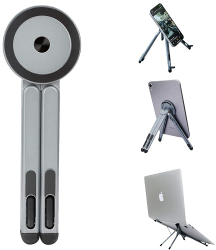 ZhaoCo Support magnétique pliable 3 en 1 pour ordinateur portable, tablette et téléphone, gris