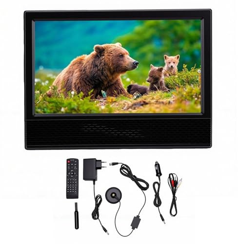 Plyisty Televisor Portátil De 14 Pulgadas con Antena, 8800 Mah, Pantalla TFT LED En Color, Altavoz De 20 W, ATV VHF UHF, HDMI/AV/USB, para Acampadas, La Cocina, Autocaravanas