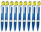 WPRO Kugelschreiber-Set „Sunny“ 9 Stück Blau – Smiley-Druckknopf & Clipmechanik, Langlebiges Kunststoffgehäuse, Perfekt als Mitgebsel Kindergeburtstag & Partygeschenk