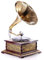 Vintage Grammophon „Villa Josephine“ – Nostalgisches Trichtergrammophon aus geschnitztem Holz & Gold-Applikationen, voll funktionsfähig, spielt Schellackplatten mit Handkurbel, inkl. Platte & Nadeln,