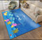 Kinder Teppich, Cartoon Unterwasserwelt Fisch Schildkröte Seestern Blau Polyester Teppich, Kinderzimmer Schlafzimmer Dekoration Bodenmatte 80Cmx150Cm