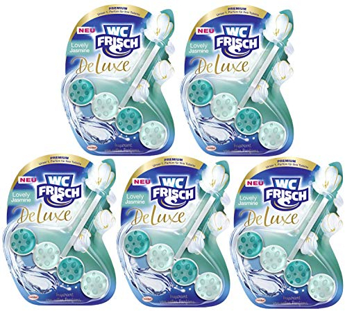 WC-Frisch DeLuxe Lovely Jasmin, WC-Reiniger und WC-Duftspüler, Parfüm für die Toilette (5er Pack, (5 x 50 g))