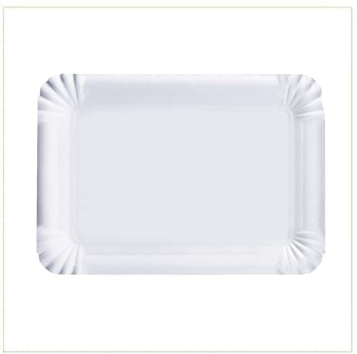 Vassoio di Cartone Bianco per Pasticceria - Pacco da kg. 10 (Circa 55pz) - Formato cm. 33x43 cm Mis. 8 - Vassoi rettangolari monouso Utilizzabili per servire Dolci, pasticcini, Torte