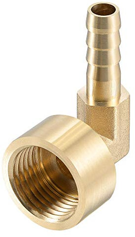 sourcing map Brass Hose Barb Fitting Elbow, 8mm Barbed x G1/2 Female Pipe Connector Adapter for Water Fuel Air