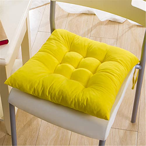 EXQULEG 2er Set Sitzkissen mit Bändern Sitzkissen für Gartenstuhl Kissen Sitzauflage Stuhlauflage für Indoor und Outdoor 40x40 cm (Gelb)