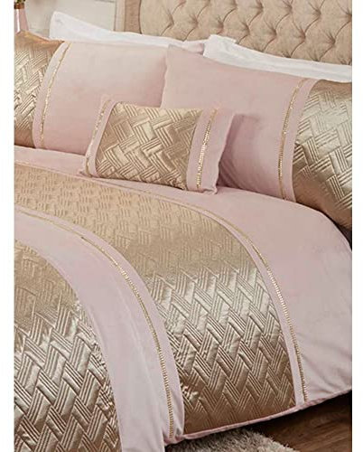 Rapport Home Capri Blush Velvet Duvet Cover Set - Super King Size (220x260cm) with 2 Pillowcases (50x75cm) - Luxurious Soft Bedding for Elegant Bedroom Decor