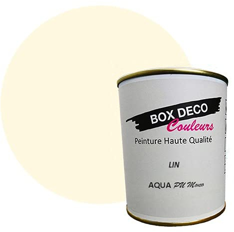 BOX DECO COULEURS Peinture meuble cuisine et salle de bain à base de laque polyuréthane mono-composante aspect satin Aqua PU MONO - 750 ml / 7.5m², Beige Lin