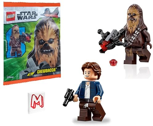 LEGO Star Wars Minifiguren Combo – Han Solo & Chewbacca mit Waffen (20th Anniversary Edition), 10 Stück