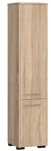 3xeliving KORALIA D2 Hochschrank, Badezimmerschrank in Sonoma Eiche 140x30x30