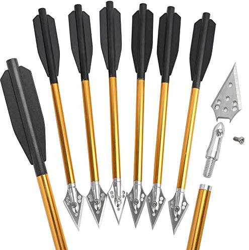 HNZMDY 6,7 Armbrust Bolzen Aluminium Armbrust Bolzen Pfeile mit Abnehmbaren Jagdspitzen für 50 lb / 80lb Armbrust Jagd 6/12St