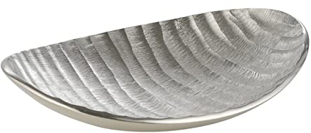 EGLO LIVING Dekoschale Forleyet, elegante Schale zum Dekorieren, Dekoteller handmade im Wellendesign, Metallteller aus Aluminium in Silber, 32 x 23 cm
