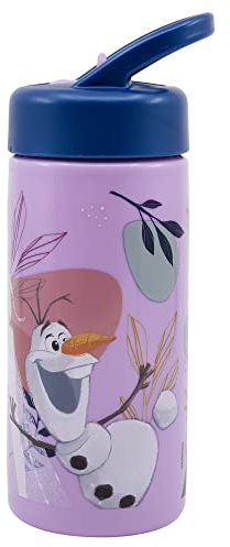 Botella de agua deportiva con pajita y asa incorporada de 410 ml de Frozen