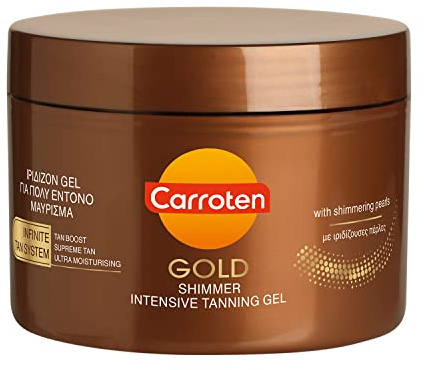 Carroten Gold Shimmer Intensive Tanning Gel 150 ml - Tan Express Accelerator for Shine Brown - Sunbed Tanning Accelerator - Sunscreen without SPF summer