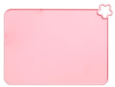 rutschfeste Silikon Kinder Platzset, Silikonunterlage Abwaschbar rutschfest, Tragbare und Sichere Kinder Tischsets, Pflegeleichte Tischsets, Silikon Tischsets für Kinder Baby, Rosa