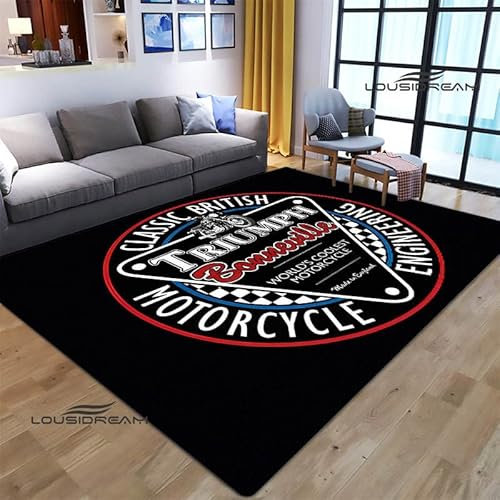 bailongma T-Riumph Motorrad Logo Gedruckter Flanellteppich Schönes rutschfestes Türpolster Yogamatte Anime Teppich D2048 40×60CM