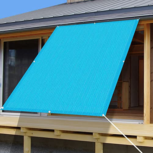 Voile d'ombrage 1.6 x 2.4 m Abri UV Ombrage Respirant Couverture d'ombrage extérieure Kit de Fixation sans perçage pour Patio Jardin Terrasse Extérieur Balcon, Bleu
