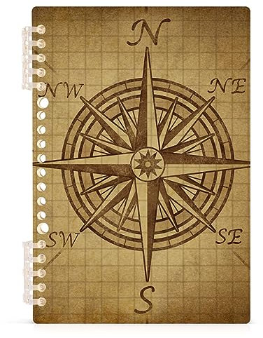 YOUJUNER Notizblock Vintage Kompass Spiralblock Notizbuch Notebook Journal, A5, 60 Blatt, 120 Seiten, 80 g Papier