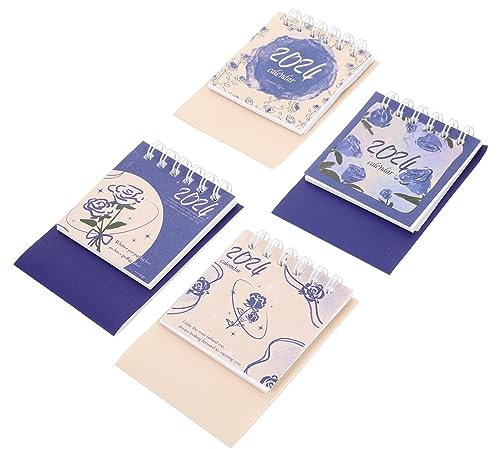 NUOBESTY 4 Stück Bürobedarf Tragbare Monatskalenderdekoration Zarter Tischkalender Standkalender 2024 Büro-standkalender Flip-desktop-kalender Arbeitskalender Papier Rote Rose Vertikal