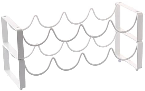 Olly & Rose Premium Wine Rack - 2 Pack - Coffee - Tabletop Stackable Wine Rack - 8 Bottle Free Standing Small Wine Bottle Holder (White)