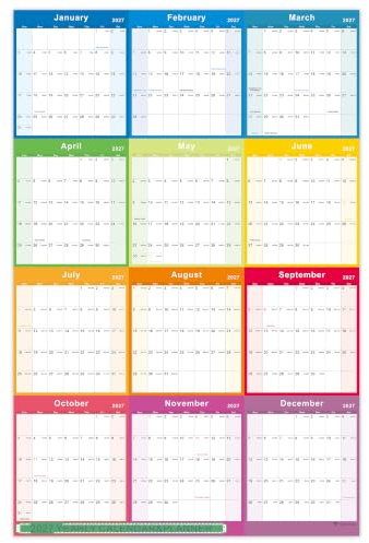Vibrant Focus Jahreskalender 2027, Januar - Dez. 2027, 88,1 x 57,9 cm