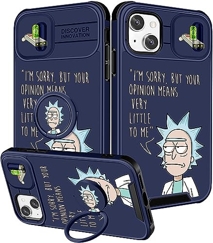 Qerrassa for iPhone 14 Case Cute Cartoon 14 Case for Women Girly Boys Kids Funny Cool Case with Camera Cover & Ring Holder for Apple iPhone 14 6.1, Peaceful Riuke