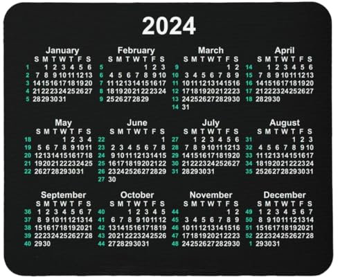 2025 52 Weeks Calendar Mouse Pad Happy New Year Mouse Mat Desk Accessories 240x200x4mm Color:52 Weeks Calendar