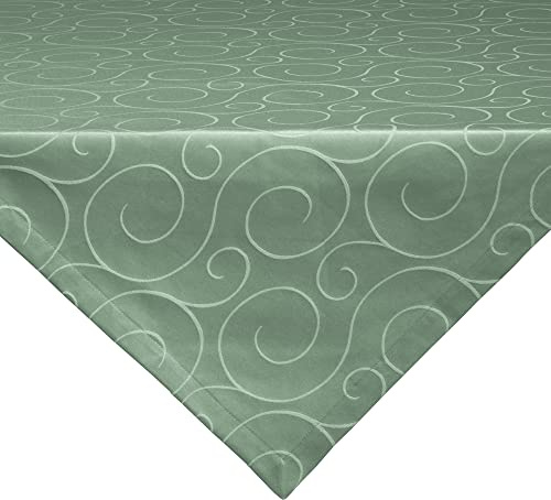 Erwin Müller Mitteldecke, Tischdecke Oberhausen, Jacquard Ranken Salbei Größe 80x80 cm - pflegeleicht, bügelleicht, mit Kuvertsaum