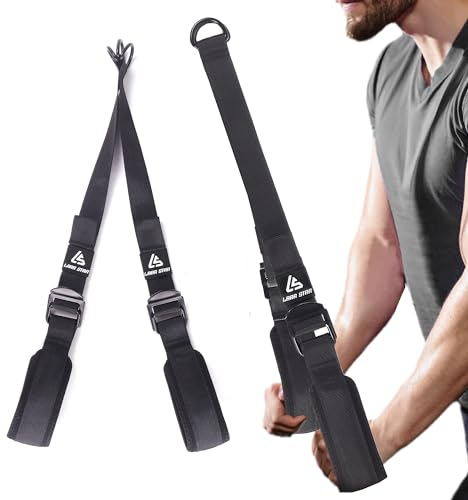 LARA STAR Corda per tricipiti Regolabile, Resistente, per Palestra, Braccio Extra Lungo da 30,5 a 63,5 cm, per Attrezzatura da casa/Palestra… (Nero)