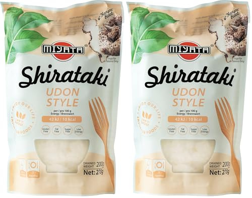 Miyata Shirataki, Fideos Udon De Harina De Konjac 270 g (Paquete de 2)