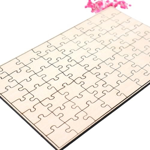 Holzpuzzle, unbehandeltes blanko Puzzle zum selbst bemalen, rohe Puzzle Teile, kreativ gestalten, pädagogisch wertvoll, 63 Teile ab 3+ Plus