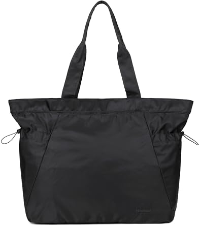 Mouteenoo Tote Bag mit Reißverschluss, Handtasche Damen, Große Schultertasche für Fitnessstudio, Arbeit, Reisen, Schule (Black 2.0)