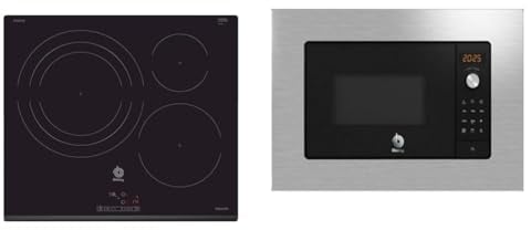 Balay 3EB967FR - Placa de Inducción, 3 Zonas, 60cm, Función Sprint, 17 Niveles Cocción & 3CG6142X3 - Microondas, electrónico, Encastrable con marco, 38 cm, 20 l, 5 F, Aqualisis, Ap. L
