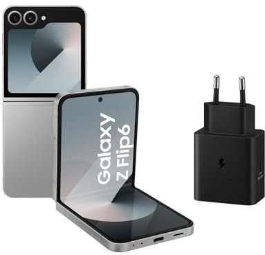 Samsung Galaxy Z Flip6 256 GB + Cargador - Teléfono Móvil con IA, Smartphone Android Libre, Cámara 50 MP, Gris (Versión Española)