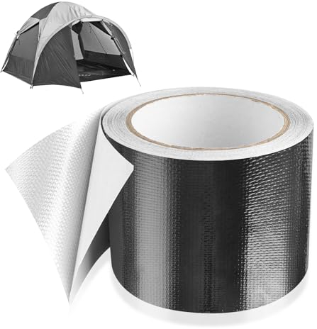 Indrnif Zelt Reparaturset Kleber für lkw Plane Schutz Flicken für Abdeckplane & Sonnenschirm,Bootsplane,Zeltunterlage Planen,Reparaturband,Markisen Reparatur Klebeband (Schwarz, 8cm*10m)