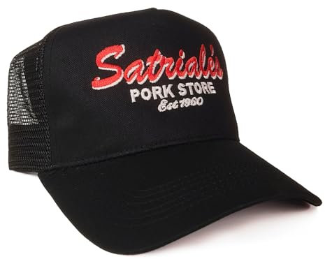 Postees Satriales Pork Store Emboridered Hat Inspired by The Sopranos Mesh Back Cap Black
