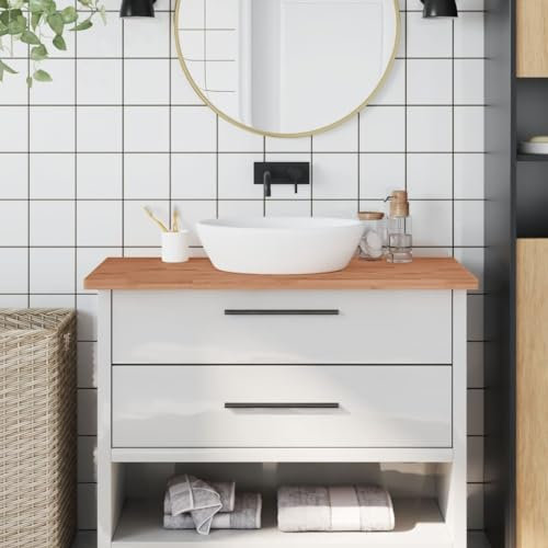 Homgoday Badezimmer-Arbeitsplatte, 100 x 50 x 2,5 cm, Massivholz, Buche, Badezimmer-Arbeitsplatte, Waschtisch, Schreibtischplatte, große Tischplatte, Arbeitsplatte, Desktop-Arbeitsplatte, Typ 1