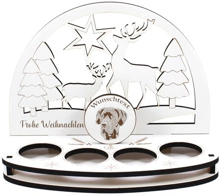 Dekolando Deko Schwibbogen Teelichthalter Deutsche Dogge Personalisiert Weihnachten Weihnachtsdekoration Adventskranz Lichterbogen Kerzenbogen Schmuckbogen Adventslicht